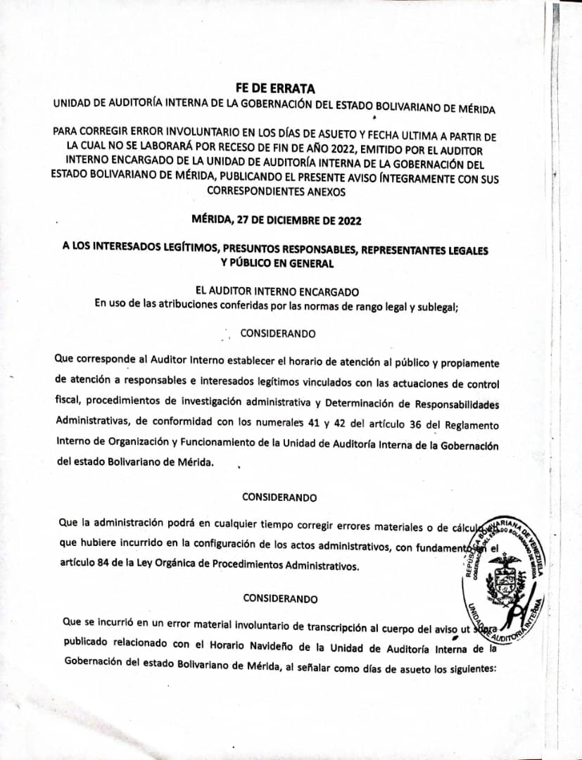 Imagen referencial a la publicacion de fe de errata del 27 diciembre 2022